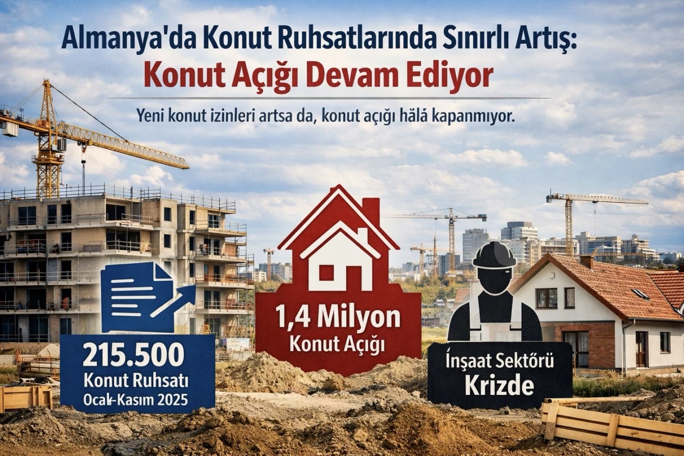 Almanya’da Konut Ruhsatlarında Sınırlı Artış: Konut Açığı Devam Ediyor